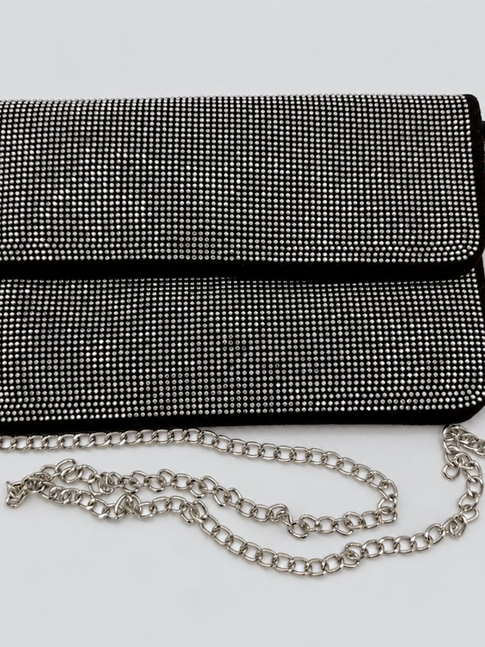 Badgley Mischka Black Rhinestone Chain Evening Clutch BMH-527 NWT